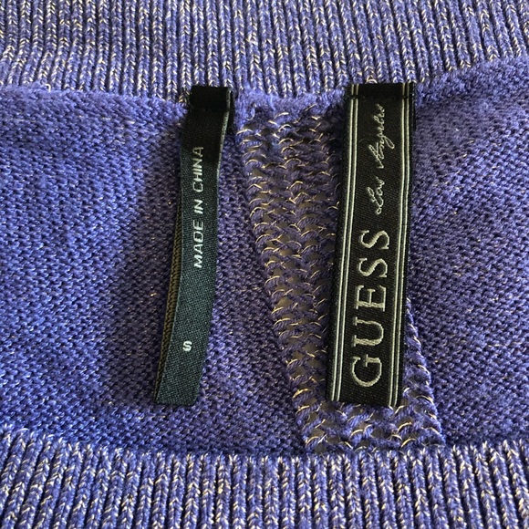 Guess Sparkly Purple Short Sleeved Sweater - Picture 2 of 7